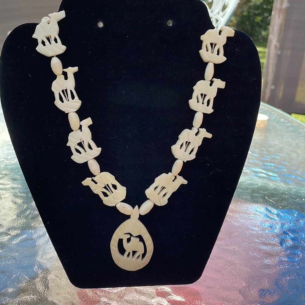Faux Ivory / Bone Camel Necklace